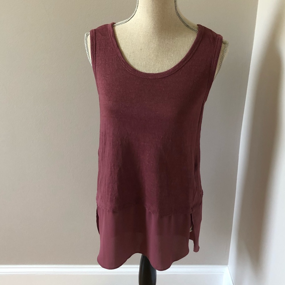 Linen Sleeveless Mixed Media Top